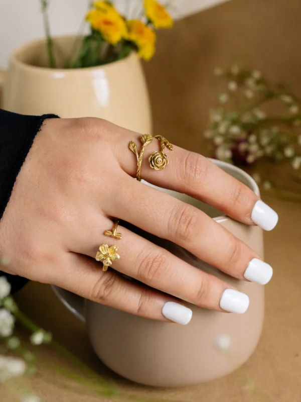 Petal Pair 2 rings Combo Brass Ring
