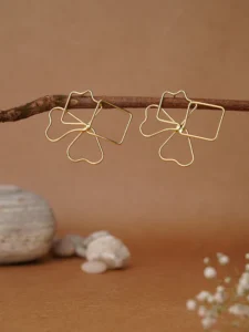 Abstract Flower Brass Earring